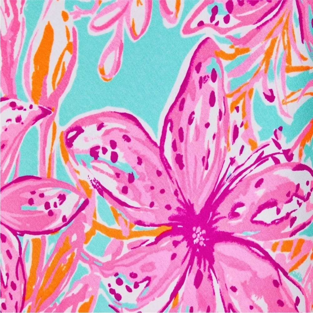 Lilly Pulitzer dress set Elegant Pink sea Blue peekaboo style unique sz L NWT - Picture 3 of 16